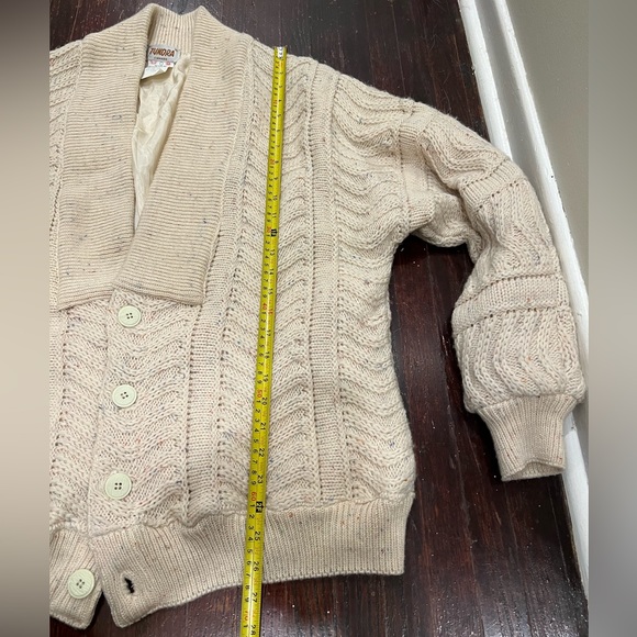 Tundra beige colourful speckled wool button up THICK cardigan - Picture 7 of 13